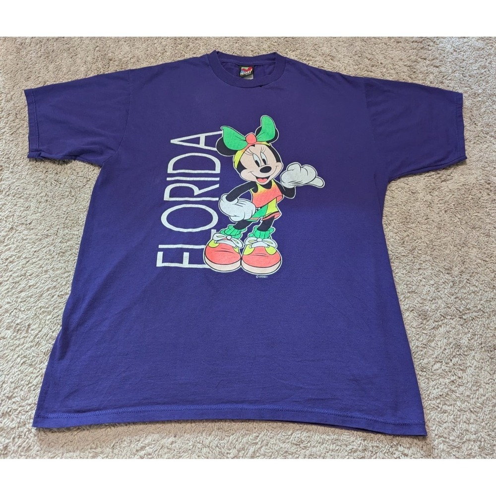 Vtg Disney Mickey Unlimited Minnie Mouse T Shirt Sz‎ XL Florida 90s Neon Graphic